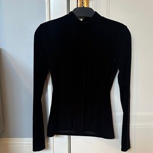 Elegant Black Velvet Women's Mock Neck Top